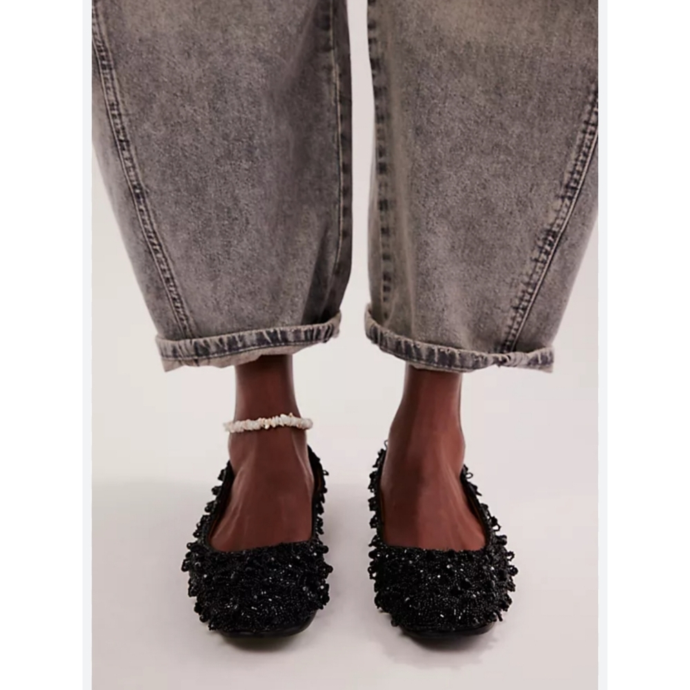 Free People Weekends Out Embellished Flats 8.5